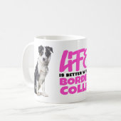 キュート縁どコリー恋人白黒子犬 コーヒーマグカップ (正面左)