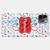 キュート聴診器ナース |ドクターEKGパターン名 Case-Mate iPhoneケース (裏面(横))