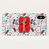 キュート聴診器ナース |ドクターEKGパターン名 Case-Mate iPhoneケース (裏面(横))