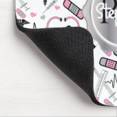 キュート聴診器ナース | Doctor EKGパターン名 マウスパッド (コーナー)