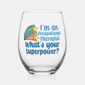 キュート職業セラピストスーパーヒーロー ステムなしワイングラス (正面)