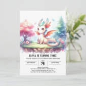 キュート自然ドラゴン誕生日 招待状 (スタンド正面)