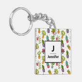 キュート自然吸汁模様モノグラム キーホルダー (正面左)