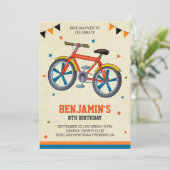 キュート自転車子供の誕生日パーティの招待状 招待状 (スタンド正面)