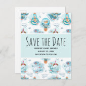 キュート航海のクジラ水彩保存日 インビテーションポストカード (正面/裏面)