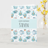 キュート航海のクジラ水彩模様誕生日 カード (黄色い花)