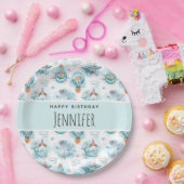 キュート航海のクジラ水彩模様誕生日 ペーパープレート (パーティー)