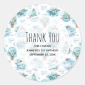 キュート航海のクジラ水彩模様誕生日 ラウンドシール (正面)