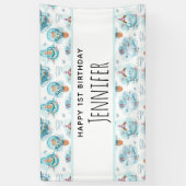 キュート航海のクジラ水彩模様誕生日 横断幕 (縦)