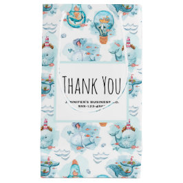 キュート航海のクジラ水彩絵画事業 スモールペーパーバッグ