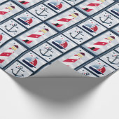 キュート航海のシルボートライトハウスいかりデザイン ラッピングペーパー (角)