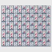 キュート航海のシルボートライトハウスいかりデザイン ラッピングペーパー (フラット)