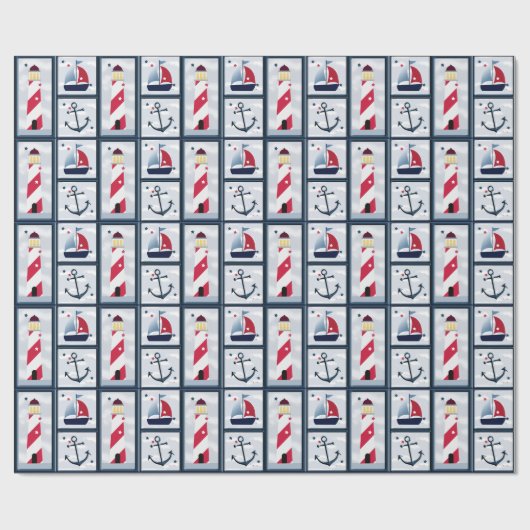 キュート航海のシルボートライトハウスいかりデザイン ラッピングペーパー (フラット)