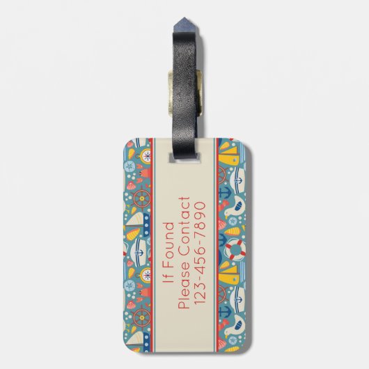 キュート航海のシーライフモノグラム ラゲッジタグ (裏面縦)