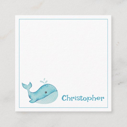キュート航海のブルーホエーパーソナライズされたル エンクロージャーカード (正面)