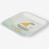 キュート航海の海賊帆船任意の年齢誕生日 ペーパープレート (傾斜あり)