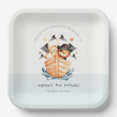 キュート航海の海賊船ライオンカブ子供の誕生日 ペーパープレート (正面)