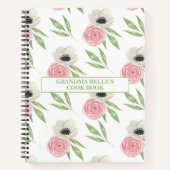 キュート花柄パーソナライズされたレシピ ノートブック (正面)