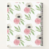 キュート花柄パーソナライズされたレシピ ノートブック (裏面)