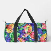 キュート芸術的モノグラム水彩緑 ダッフルバッグ (正面)