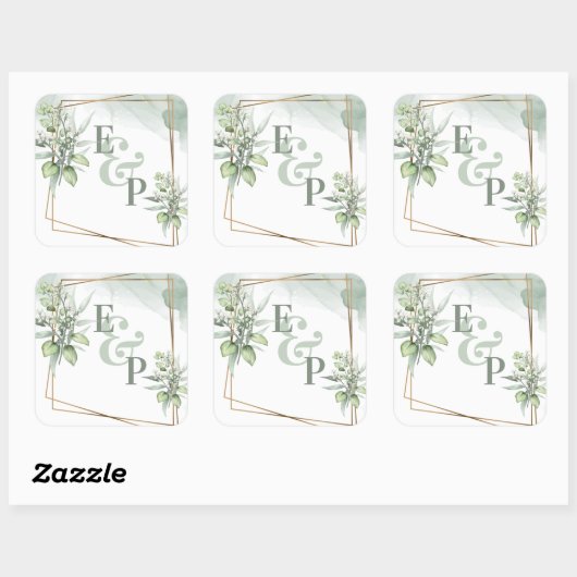 キュート葉ユエレガントカリ結婚ー スクエアシール (シート)