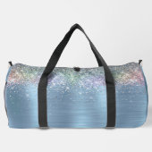 キュート虹彩色アイスブルーグリッターモノグラム印刷 ダッフルバッグ (裏面)