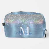 キュート虹彩色アイスブルーグリッターモノグラム ドップキット (正面)