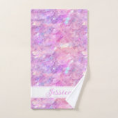 キュート虹彩色ユニコーングラデーショングリッターモノグラム バスタオルセット (ハンドタオル)