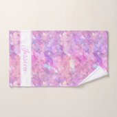 キュート虹彩色ユニコーングラデーショングリッターモノグラム バスタオルセット (ハンドタオル)