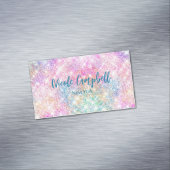 キュート虹彩色ユニコーンピンクフェイクグリッターモノグラム マグネット名刺 (インサイチュ)