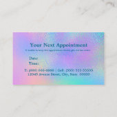 キュート虹彩色ユニコーンピンクフェイクグリッターモノグラム 予約カード (裏面)