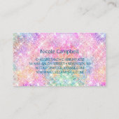 キュート虹彩色ユニコーンピンクフェイクグリッターモノグラム 名刺 (裏面)