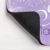 キュート虹彩薄紫紫フェイクグリッターモノグラム マウスパッド (コーナー)