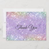 キュート虹彩薄紫紫フェイクグリッター サンキューカード (正面)
