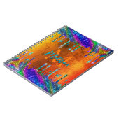 キュート虹色オレンジグリッタードリップスモノグラム ノートブック (左側)