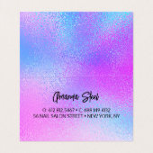 キュート虹色カラフルフェイクグリッターモノグラムラグ 名刺 (内部フラット)