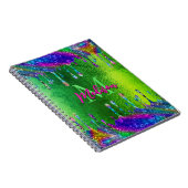 キュート虹色グリーングリッタードリップスモノグラム ノートブック (右側)