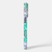 キュート虹色ターコイズフェイクグリッターモノグラム Case-Mate iPhoneケース (裏面 / 右)