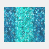 キュート虹色ターコイズマーメイドフェイクグリッター フリースブランケット (正面(横))