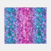 キュート虹色パープルマーメイドフェイクグリッター フリースブランケット (正面(横))