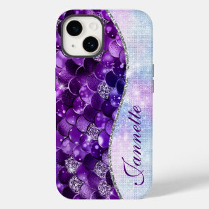 キュート虹色パープルマーメイドフェイクグリッター Case-Mate iPhone 14ケース