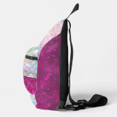 キュート虹色ピンクの銀フェイクグリッターモノグラム スリングバッグ (右)