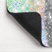 キュート虹色ピンクの銀フェイクグリッターモノグラム マウスパッド (コーナー)