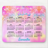 キュート虹色ピンクグラデーショングリッターモノグラム2025 マウスパッド (正面)