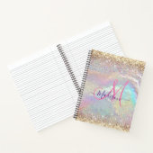 キュート虹色フェイク金ゴールドグリッターモノグラム ノートブック (内部)