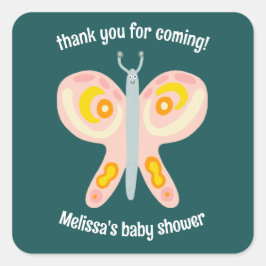 キュート蝶サンキューベビーカスタムシャワー スクエアシール