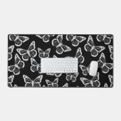 キュート蝶シックエレガントパターン白黒 デスクマット (キーボード&マウス)