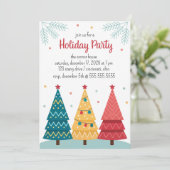 キュート装飾クリスマスツリーズホリデーパーティー 招待状 (スタンド正面)
