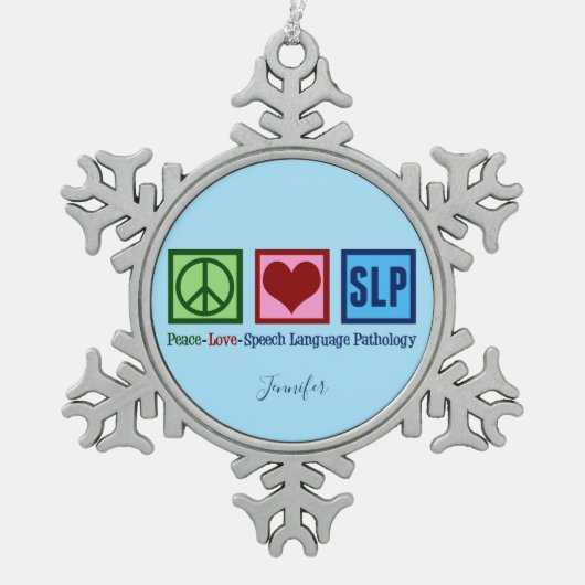 キュート言語病理学カスタム科 スノーフレークピューターオーナメント (正面)
