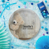 キュート詰まったベア素朴木製バックベビーシャワー ペーパープレート (パーティー)